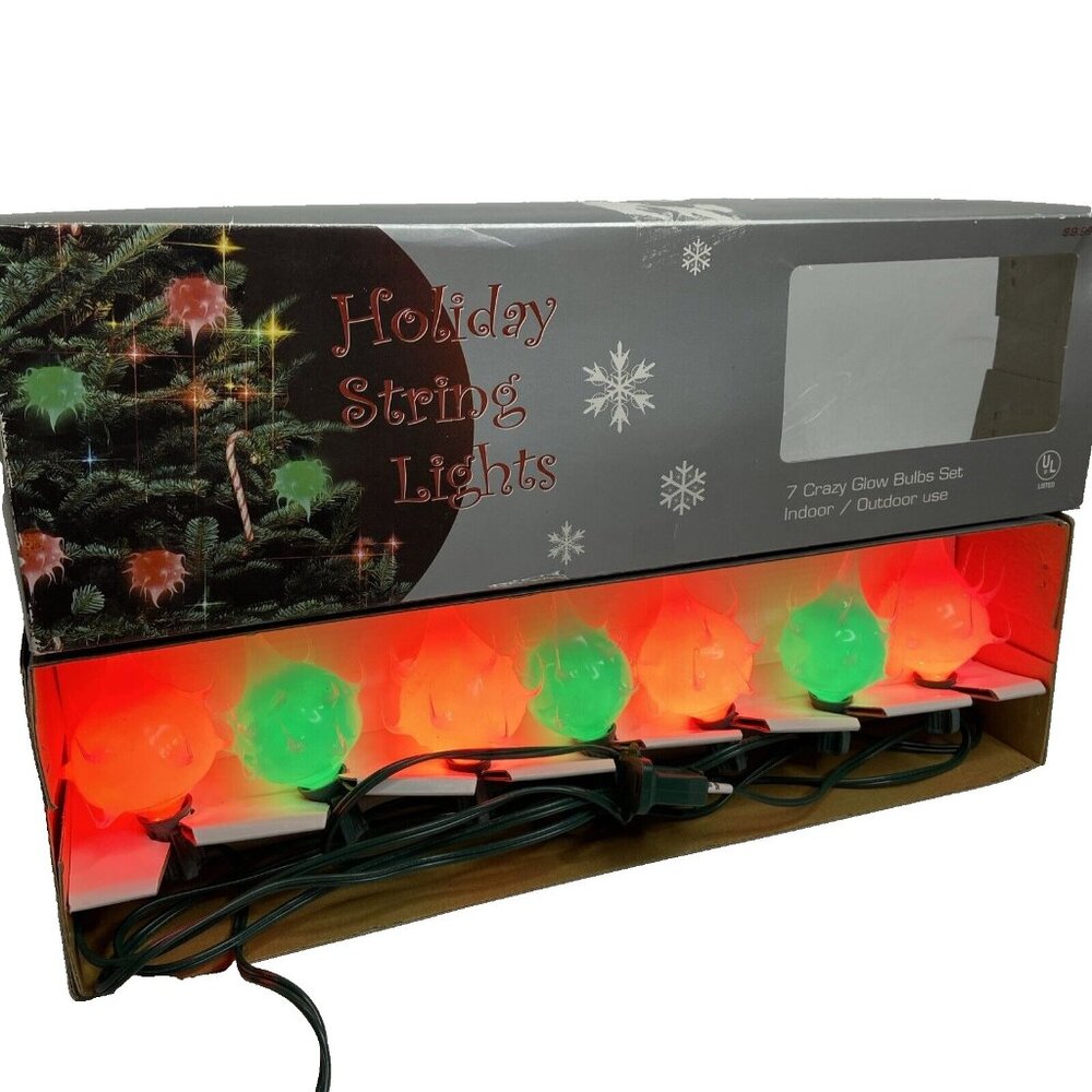 Rare Vntg Crazy Glow Silicone Dipped Globe String Lights Outdoor Indoor Fun